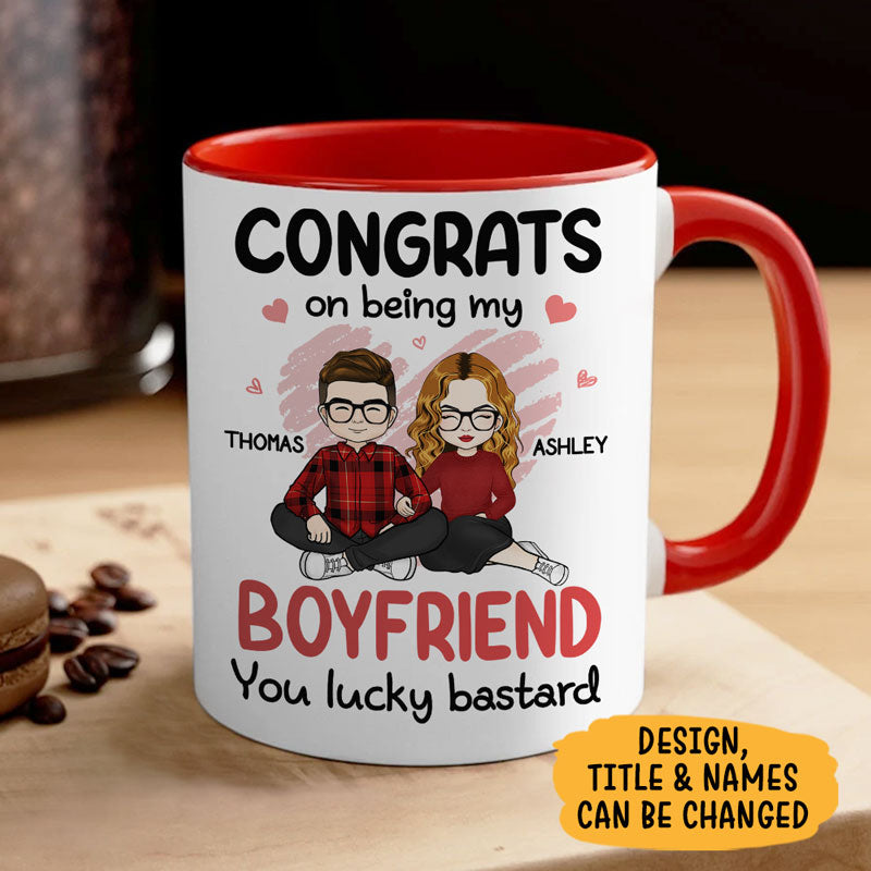 Congrats On Being My Husband, Personalized Accent Mug, Anniversary Gift For Him