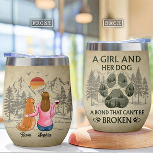 Mother's Day Gift Box For Dog Lovers, Personalized Wine Tumbler Set, A Girl And Her Dogs, Birthday Gift