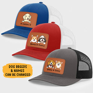 Custom Dog Name, Personalized Trucker Leather Patch Hat, Gifts For Dog Lovers