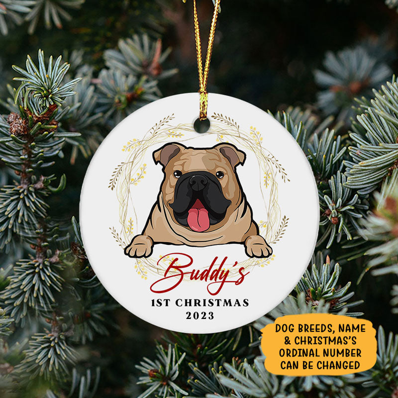 Unique Christmas Dog Ornaments, Personalized Circle Ornaments, Custom Gift for Dog Lovers