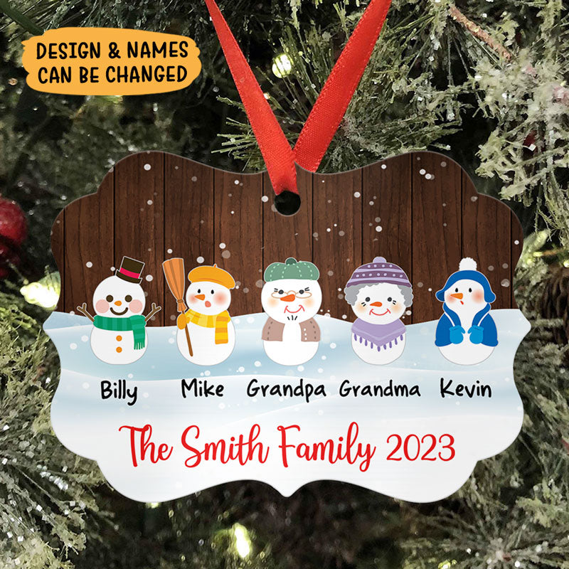 Custom Snowman Family, Personalized Aluminium Ornaments, Custom Holiday Gift