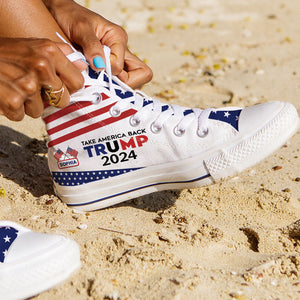 Trump Take America Back High Top Shoes, Personalized Sneakers, Gift For Trump Fans, Election 2024