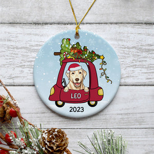 Dog Christmas Ornaments, Personalized Circle Ornaments, Custom Gift for Dog Lovers