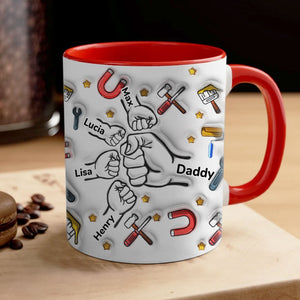 Dad Fist Bump Wrap Mug, Personalized 3D Inflated Effect Mug, Father's Day Gift