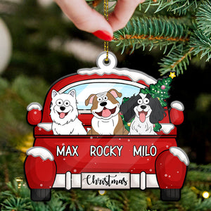 Christmas Dog Car Pop Eyed, Personalized Shape Ornament, Gift for Dog Lovers