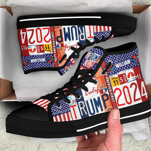 Keep America First Trump 2024 High Top Shoes, Personalized Sneakers, Gift For Trump Fans, Election 2024