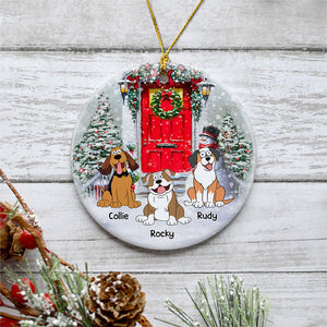 Christmas Red Door Dog Ornament, Personalized Ornaments, Custom Gift for Dog Lovers, Custom Photo