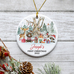 Animal Baby First Christmas, Personalized Baby Ornaments, New Born Gift