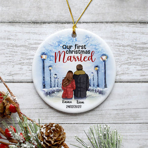 Our First Christmas Married, Personalized Circle Ornaments, Anniversary Gifts