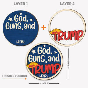 God Guns And Trump 2024, Personalized 2 Layer Ornaments, Trump Ornaments, Election 2024