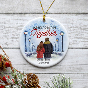 Our First Christmas Together, Personalized Circle Ornaments, Anniversary Gifts