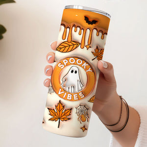 Spooky Vibes Ghost Tumbler, Halloween 20oz Tumbler, 3D Inflated Tumbler