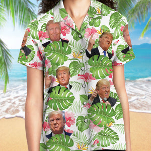 Custom Trump Face Hawaiian Shirt, Trump Homage Shirt, Personalized Hawaiian, Custom Photo, Election 2024