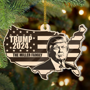 Trump Map Flag, Personalized Shape Ornament, Trump Ornament, Election 2024