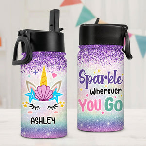 Sparkle Like A Unicorn, Personalized Water Bottle With Straw, Back To School Gift For Girl