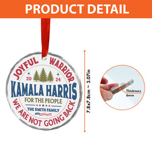 Joyful Warrior Kamala Harris 2024 For The People, Personalized Glass Ornament, Kamala Harris Ornaments, Election 2024