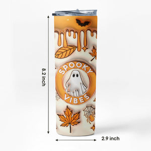 Spooky Vibes Ghost Tumbler, Halloween 20oz Tumbler, 3D Inflated Tumbler