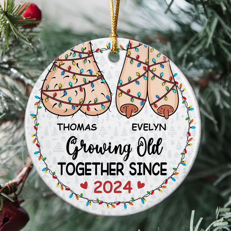 Growing Old Together, Personalized Ornaments, Anniversary Gifts, Funny Couple Christmas Ornament