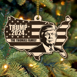 Trump Map Flag, Personalized Shape Ornament, Trump Ornament, Election 2024