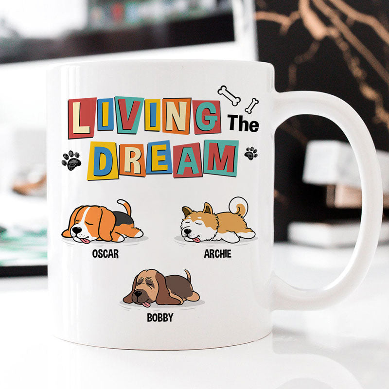 Living The Dream, Personalized Accent Mug, Gifts For Dog Lovers