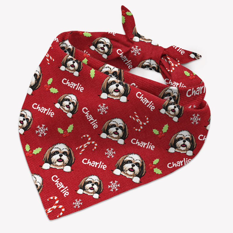 Dog Christmas Pattern Bandana, Personalized Bandana, Gift For Dog