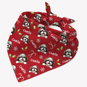 Dog Christmas Pattern Bandana, Personalized Bandana, Gift For Dog