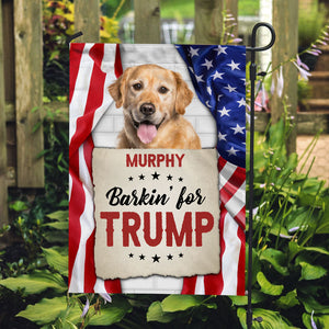 My Dog Barkin' For Trump, Personalized House Flag, Gift For Trump Fans, Custom Photo, Election 2024