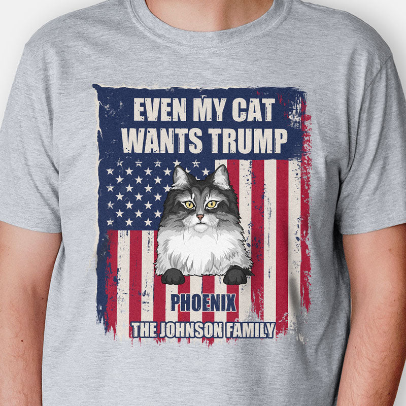 Even My Cat Wants Trump, Personalized Light Shirt, Trump Homage Shirt, Gift For Cat Lovers, Custom Photo, Election 2024