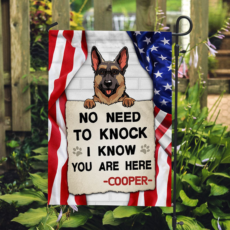 No Need To Knock I Know You Are Here, Personalized Garden Flags, Gift For Dog Lovers, Custom Photo