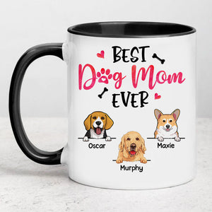 Best Dog Mom Dog Dad Ever Peeking Dog, Personalized Accent Mug, Gifts For Dog Lovers