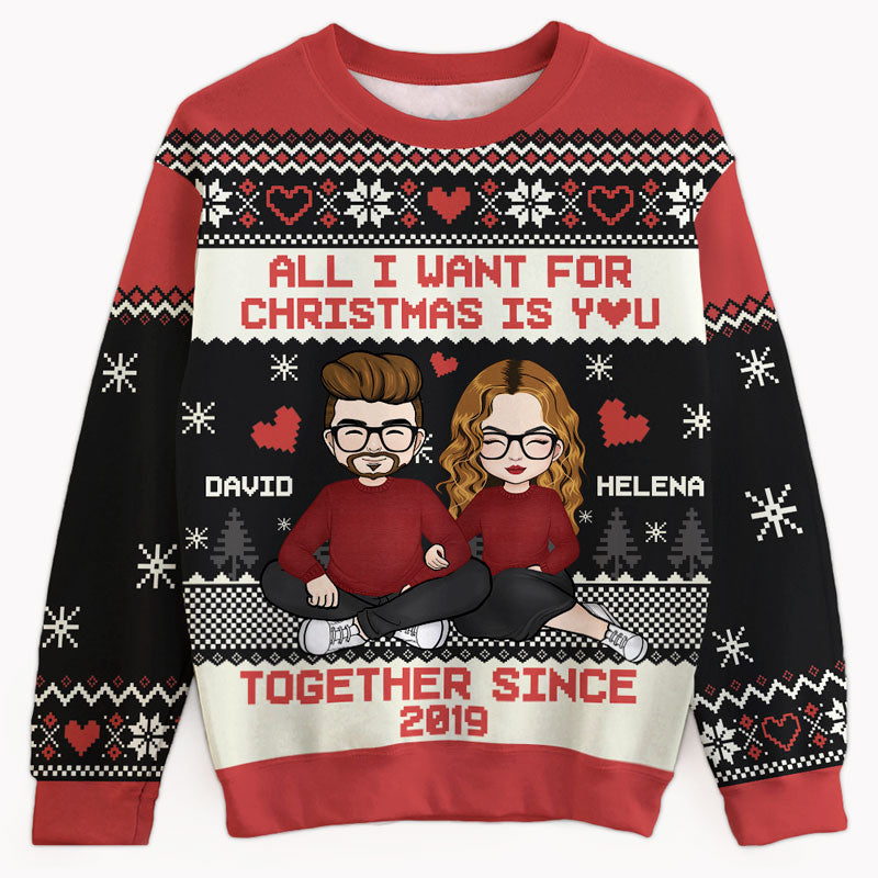 All I Want For Christmas Is You, Personalized All-Over-Print Sweater, Kid Sweatshirt, Ugly Sweater