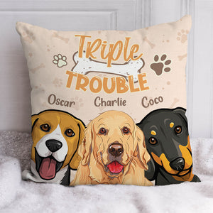 Double Trouble Dog, Personalized Pillow, Custom Gift For Dog Lovers