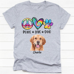 Peace Love Dogs Pattern, Personalized Shirt, Gifts for Dog Lovers, Custom Photo