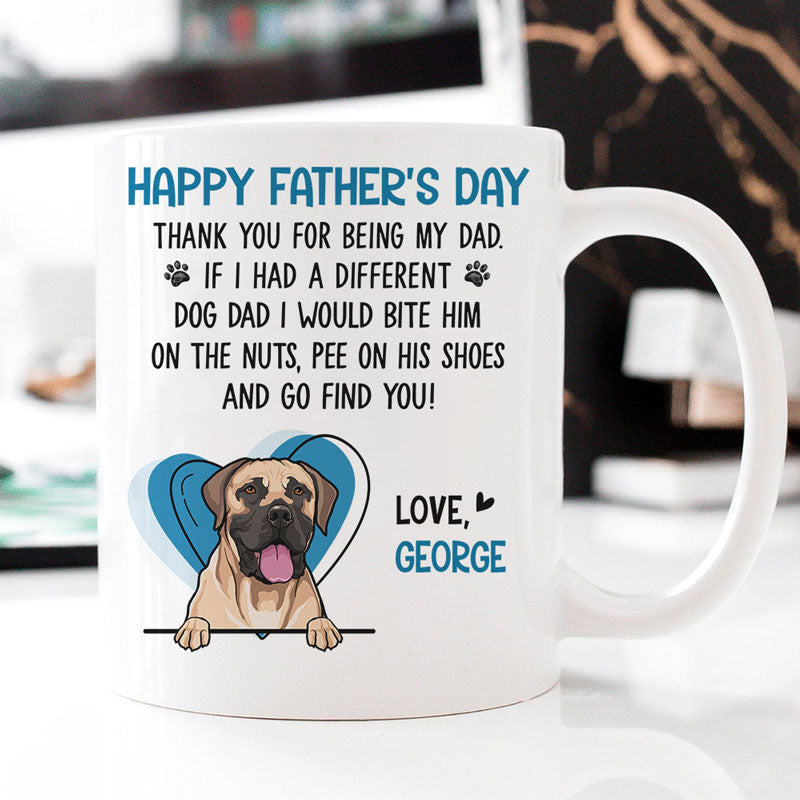 Thank You For Being My Dad Heart Color, Personalized Accent Mug, Gifts For Dog Lovers