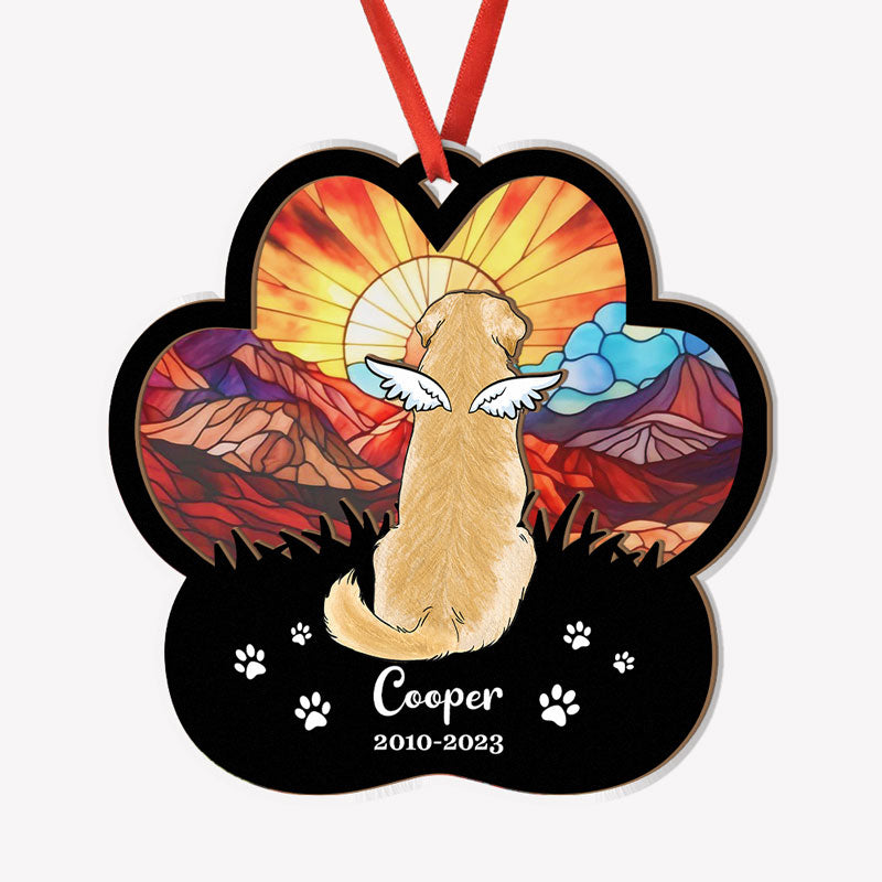 Dog Angel Memorial Suncatcher, Personalized Memorial Suncatcher, Memorial Ornament For Loss Of Dog