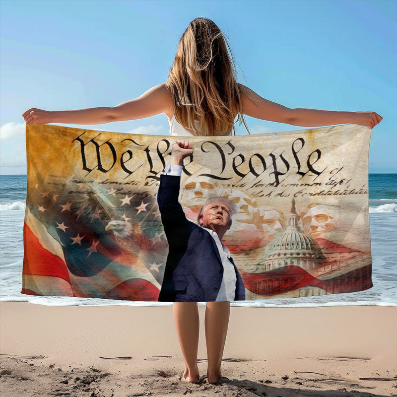 We The People, Trump Assassination Missed Shot, Trump Supporters Beach Towel, Election 2024