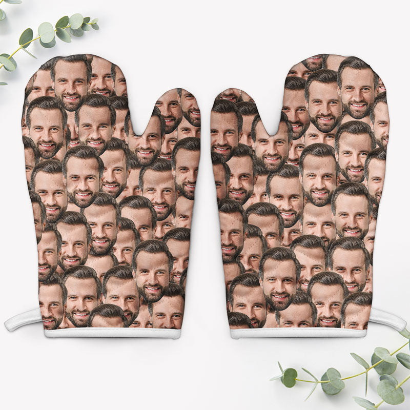 Multi Face Portrait Oven Mitts, Personalized Oven Mitt, Custom Photo