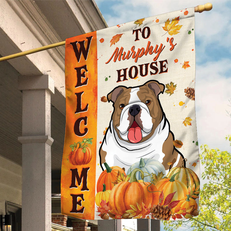 Welcome To The Dog House Fall Season, Personalized Garden Flags, Gifts For Dog Lovers