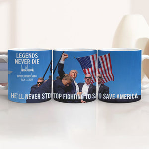 Fight Never Surrender, Trump Shooting, Trump Assassination Mug, Election 2024