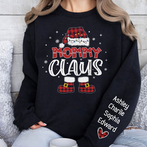 Mommy Grandma Claus, Personalized Sweatshirt Custom Name On Sleeve, Family Sweatshirt, Christmas Gift