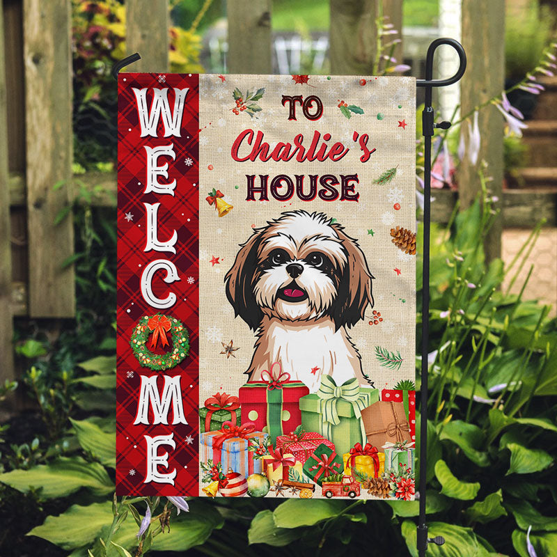 Welcome To The Dog House Christmas, Personalized Garden Flags, Gifts For Dog Lovers, Custom Photo