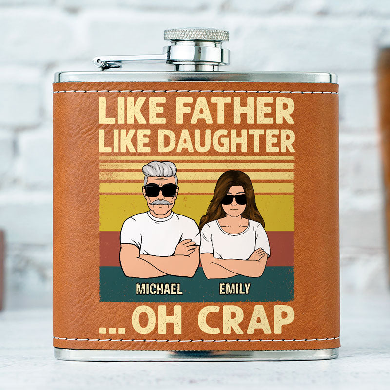 Like Father Like Children, Personalized Leather Flask, Father's Day Gifts