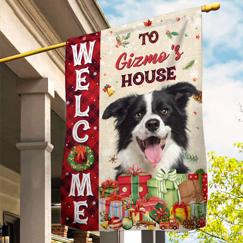 Welcome To The Dog House Christmas Flag, Personalized House Flags, Gifts For Dog Lovers, Custom Photo