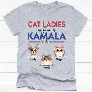 Cat Ladies For Kamala Harris, Personalized Shirt, Gifts For Cat Lovers, Election 2024