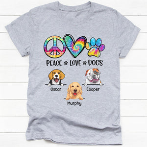 Peace Love Dogs Pattern, Personalized Shirt, Gifts for Dog Lovers