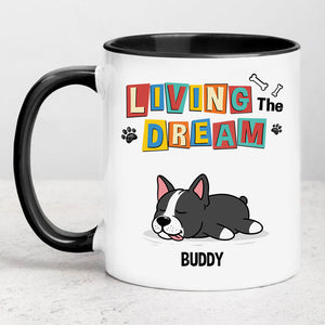 Living The Dream, Personalized Accent Mug, Gifts For Dog Lovers