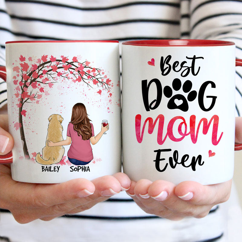 Best Dog Mom Dog Mum Ever, Personalized Accent Mug, Gift For Dog Lovers