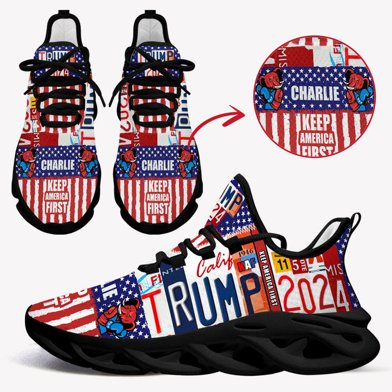 Trump Keep America First MaxSoul Shoes, Personalized Sneakers, Gift For Trump Fans, Election 2024