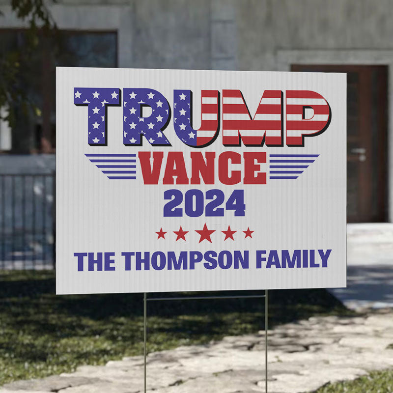 Trump Vance American Flag 2024, Personalized Yard Sign, Trump Yard Sign, Election 2024