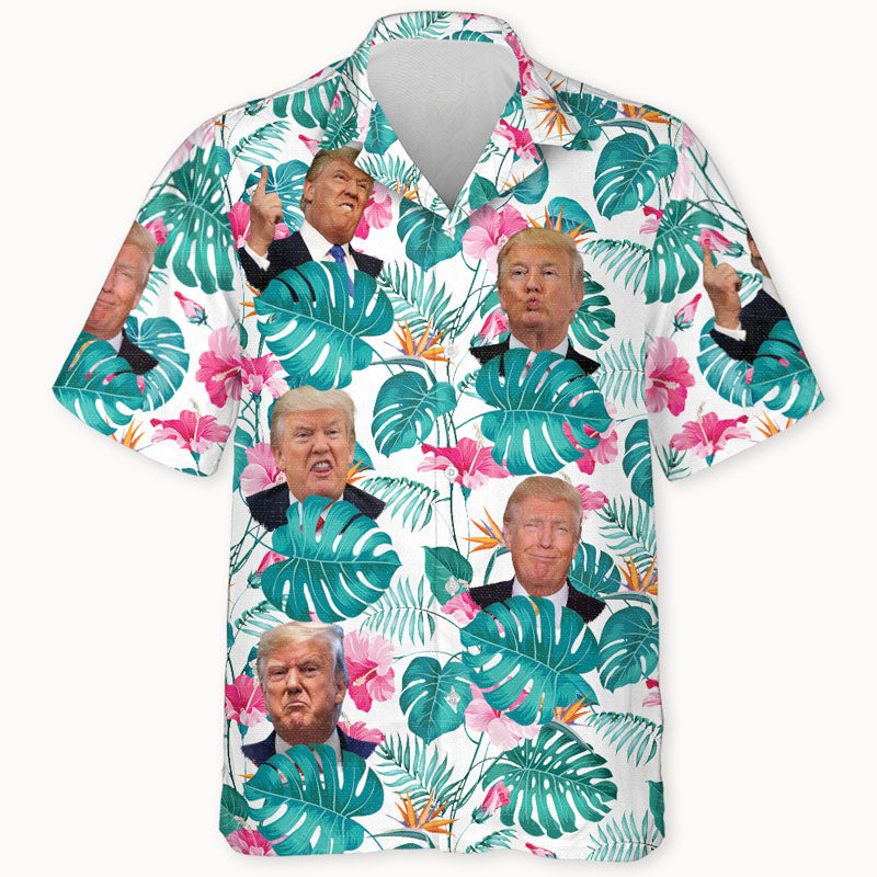 Custom Trump Face Hawaiian Shirt, Trump Homage Shirt, Personalized Hawaiian, Custom Photo, Election 2024